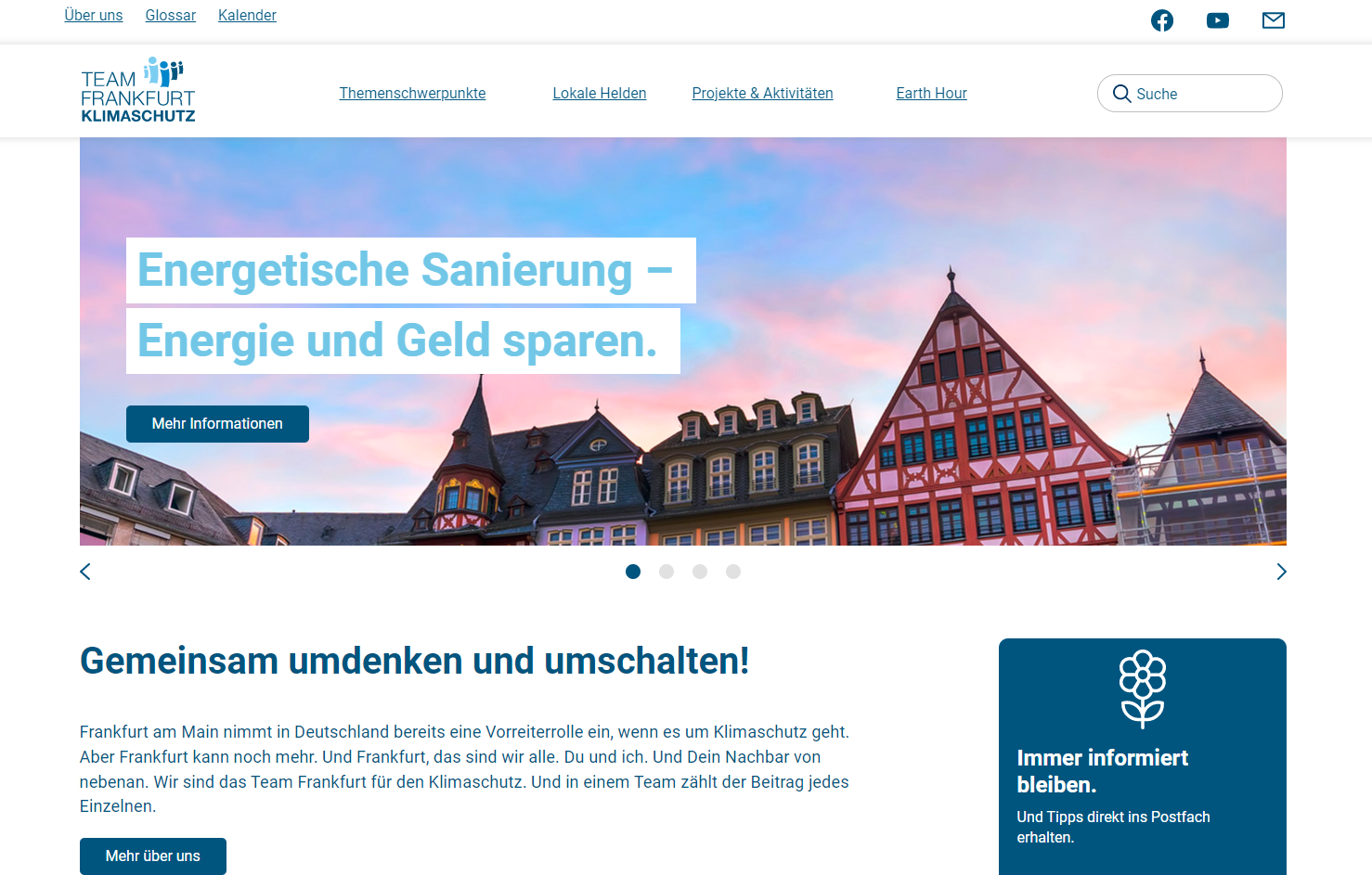 Screenshot der Website Klimaschutz Frankfurt